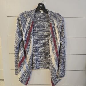 J Jill Red White and Blue Open Front Cardigan